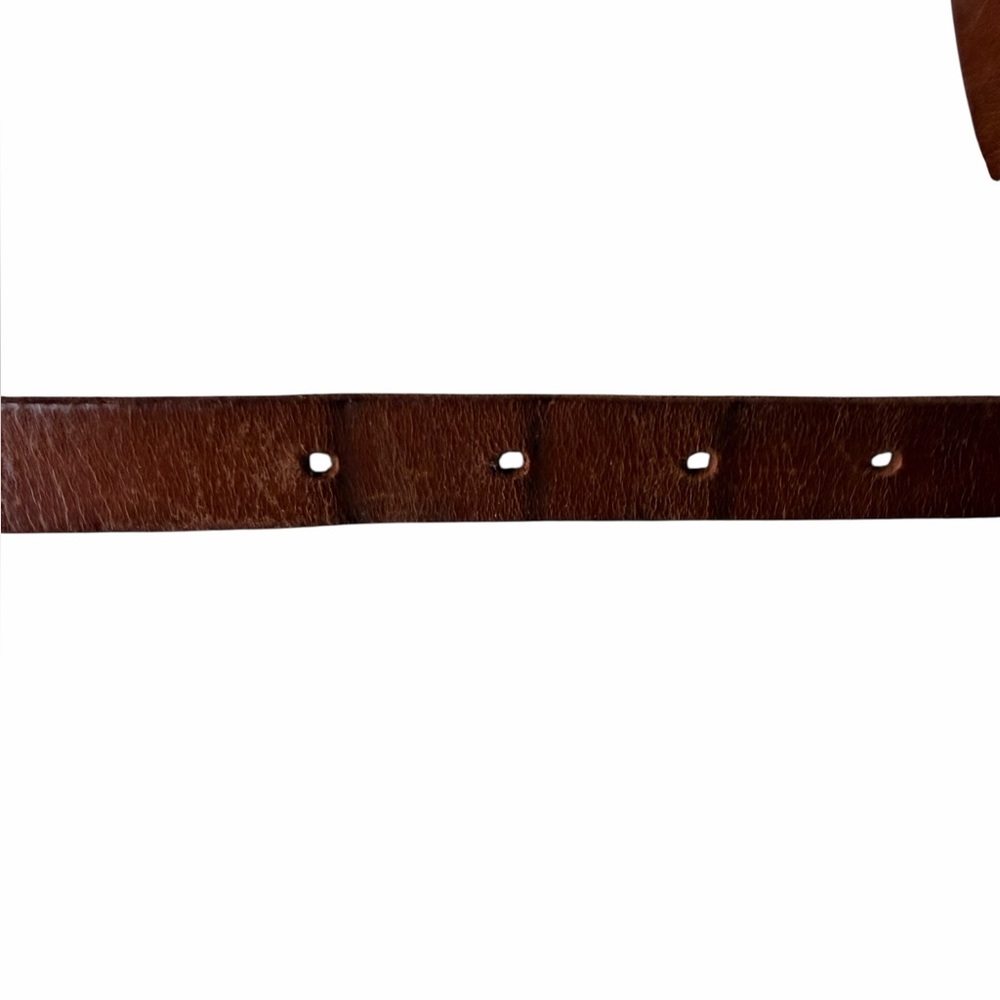 Narrow Brown Leather A. Brod Belt with Silvertone Buckle, Vintage, 33”/35” - Picture 9 of 14